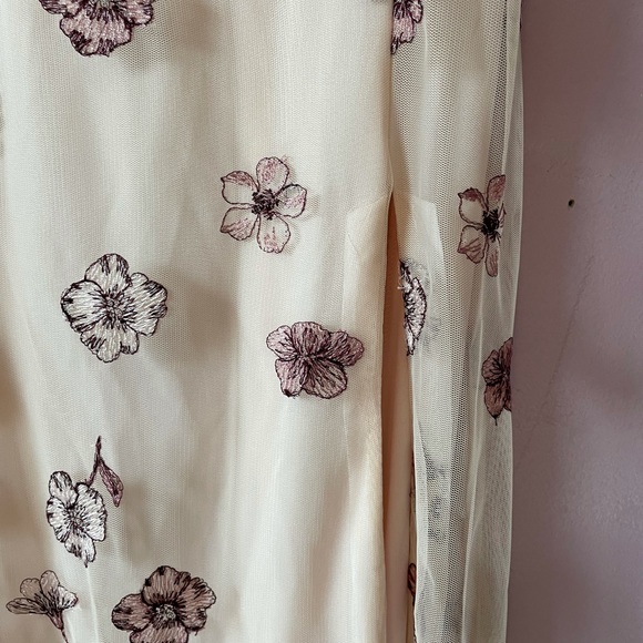 • blush embroidered floral off the shoulder gown • - Picture 7 of 16